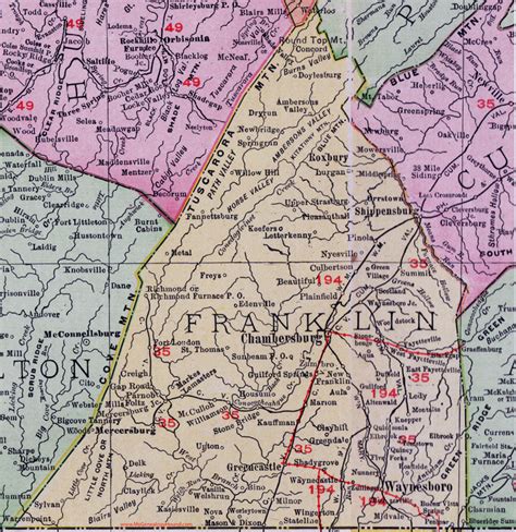 Franklin County, Pennsylvania 1911 Map by Rand McNally, Chambersburg, Waynesboro, PA