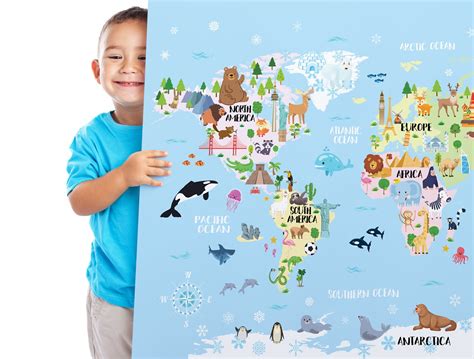 World Map Poster for Kids Playroom Wall Art Kids Room Decor - Etsy