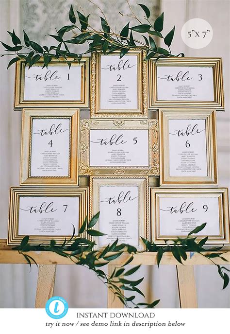 5x7 Wedding Seating Chart Template Calligraphy table Seating | Etsy | Seating chart wedding ...