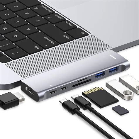 Adaptateur USB pour MacBook Pro avec double charge [mise à niveau], adaptateur de hub USB de ...