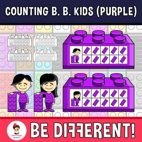 Counting Building Bricks Kids Clipart Purple Math Frames Basic Operations | Clip art, Kids ...