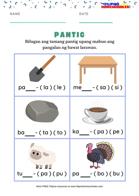 Download Pantig Filipino Worksheets for Grade 1 — The Filipino Homeschooler