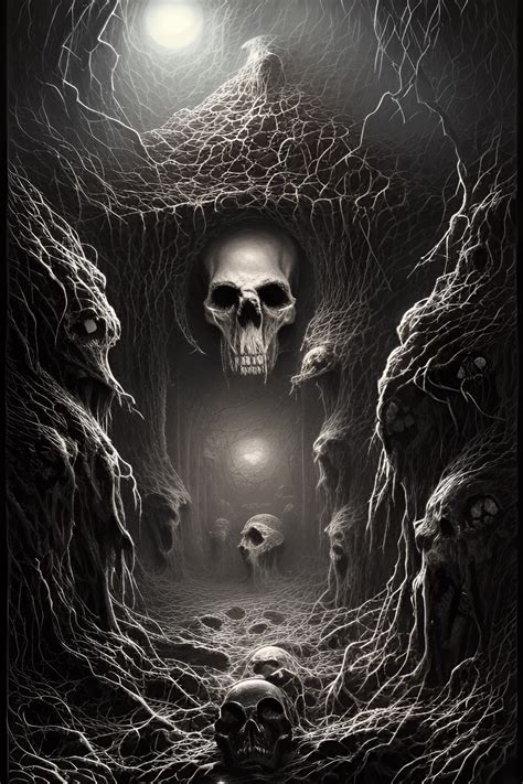 Gothic Painting Death Metal Cover Art Landscape Skulls Tombs · Creative ...