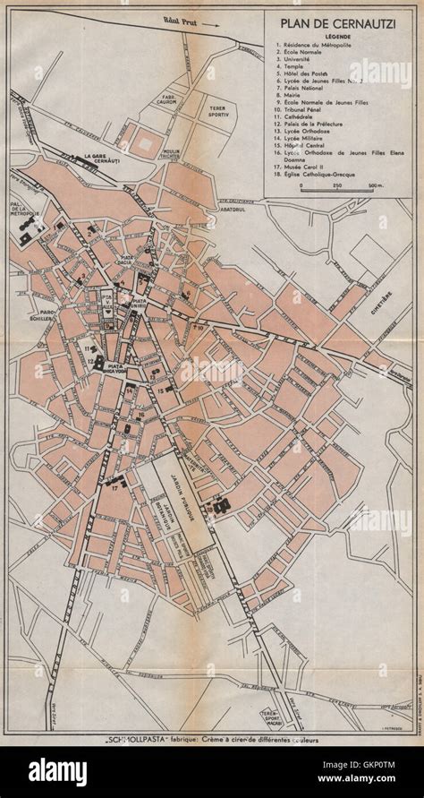 CHERNIVTSI vintage town/city plan. Cernăuți Cernauti. Ukraine, 1938 old map Stock Photo - Alamy