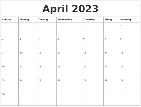 Free Printable Calendar April 2023 Wiki - Printable Templates Free