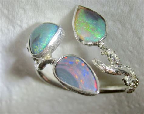 Ring opal gemstone guaranteed natural Australian gemstones 100%.