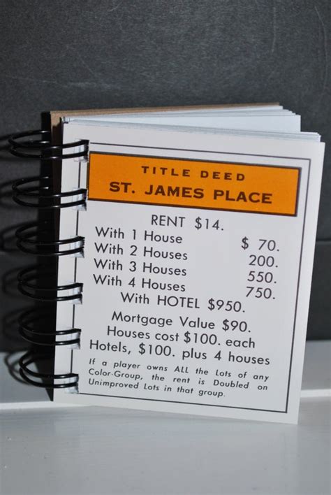 Items similar to St James Place Monopoly Notebook on Etsy