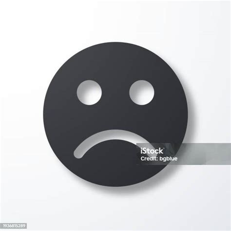 Sad Face Emoji Icon With Shadow On White Background Stock Illustration ...