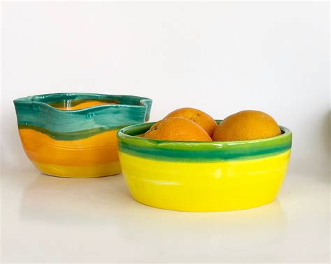 Ceramic Fruit Bowl, Fruit Salad Bowl, Handmade Foodie Gift, Wheel Thrown Ceramic Bowl, Colorful ...
