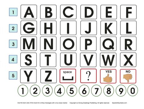 Printable Alphabet Letter Board - SayitwithSymbols.com