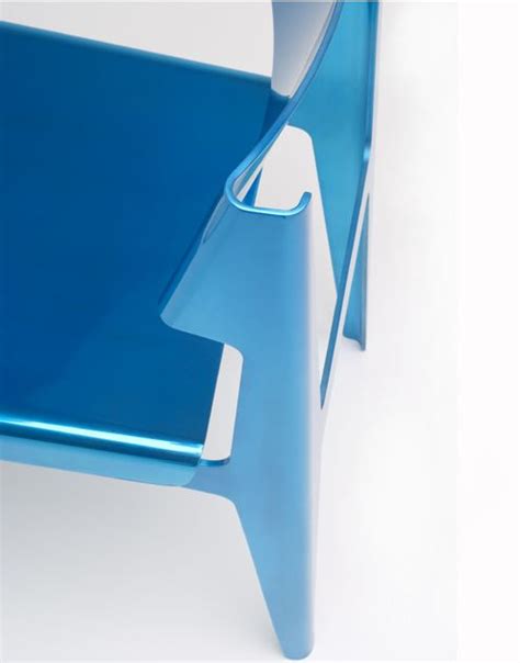 The chair is made from 6mm, mirror polished aluminium with a colour-tinted lacquer finish ...