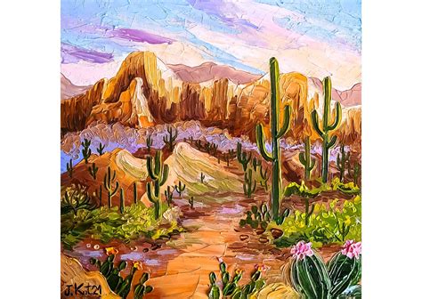 Cactus Painting Saguaro National Park Original Art Arizona | Etsy in ...