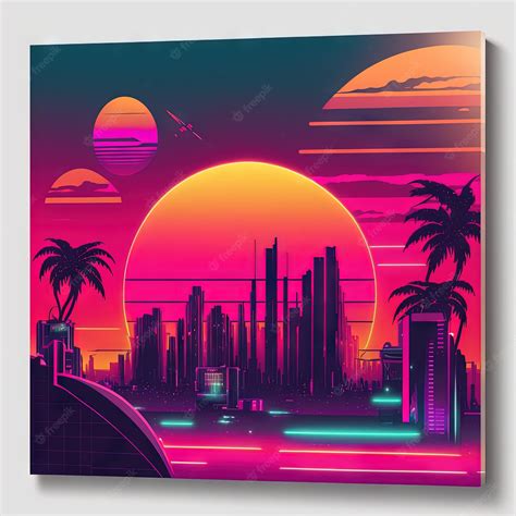 Premium Photo | Retro futuristic synthwave retrowave styled night