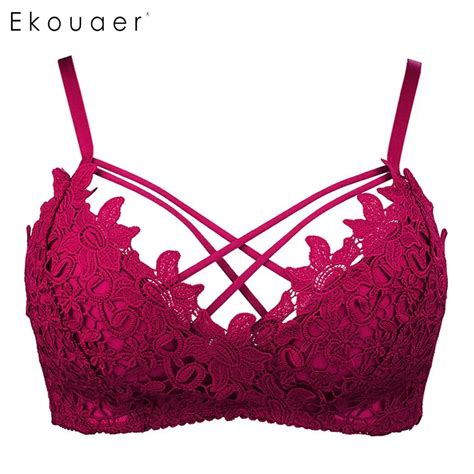 Aliexpress.com : Buy Ekouaer Women Lace Floral Bra Seamless Push Up Bra ...