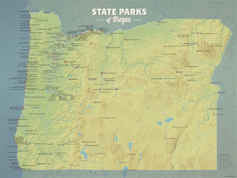 Oregon State Parks Map 18x24 Poster - Best Maps Ever