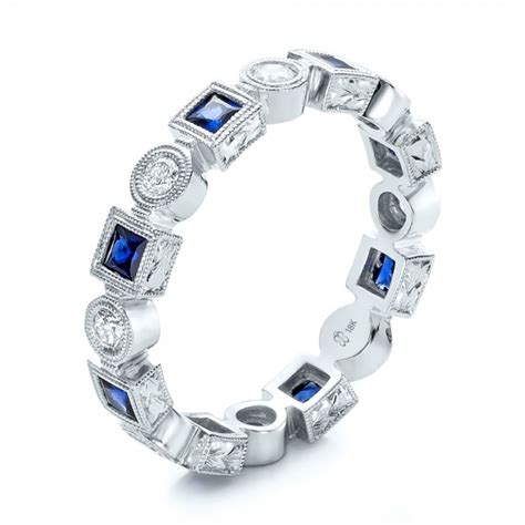 Stackable Diamond and Blue Sapphire Eternity Band #101874 Bellevue Seattle Joseph Jewelry