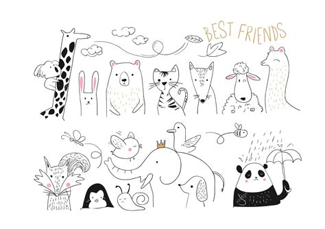 Premium Vector | Animal friends collection illustration