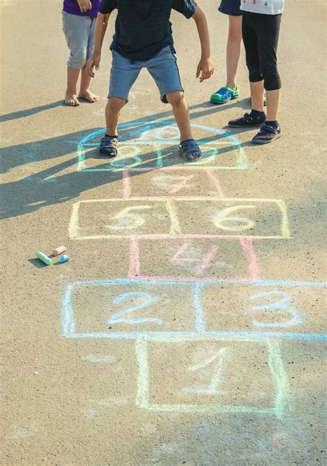 Street Children S Games in Classics. Selective Focus Stock Photo ...