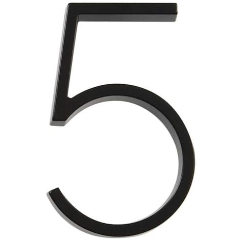 Everbilt 5 in. Black Floating or Flush House Number 5 30756 - The Home ...