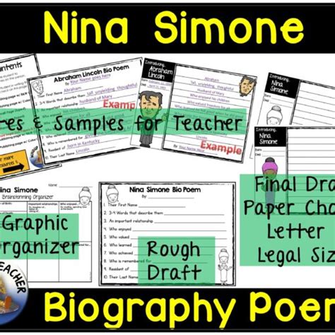 Nina Simone Biography Poem Activity and Writing Paper - Classful