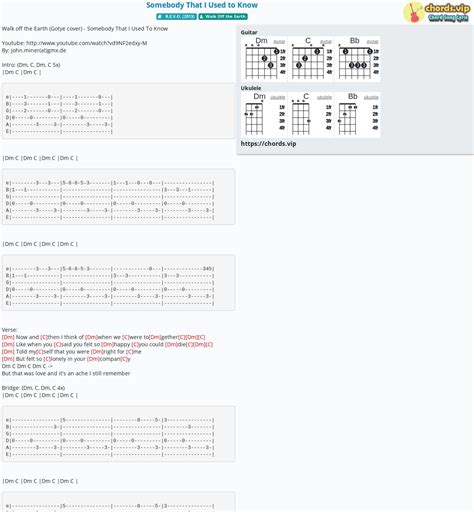 Chord: Somebody That I Used to Know - tab, song lyric, sheet, guitar, ukulele | chords.vip