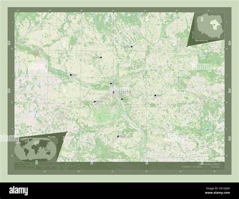 Mazowieckie, voivodeship|province of Poland. Open Street Map. Locations and names of major ...