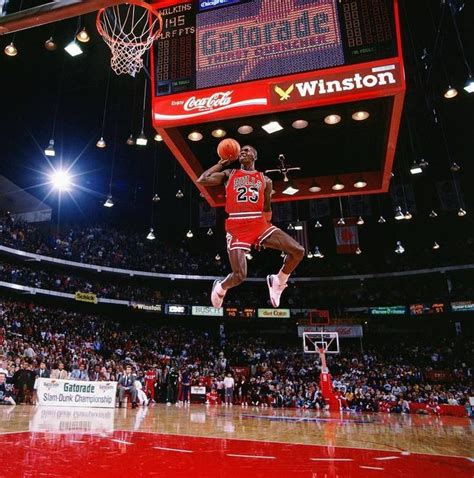 Michael Jordan leaps from the free-throw line for a perfect-score dunk in the 1988 N… | Michael ...