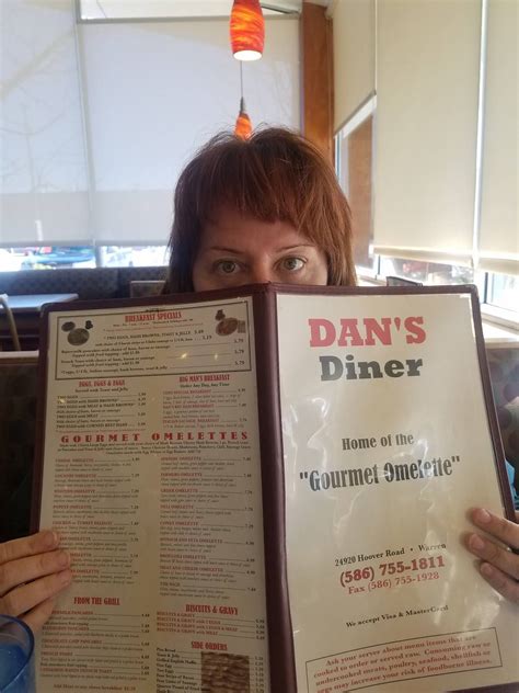 Menu at Dan's Diner restaurant, Warren
