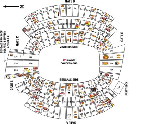 Paul Brown Stadium Concessions Map - Cincinnati Bengals | Map, Paul ...