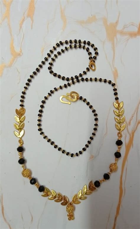 Daily Wear Gold Plated Mangalsutra – Black Beads - UshmaCreations