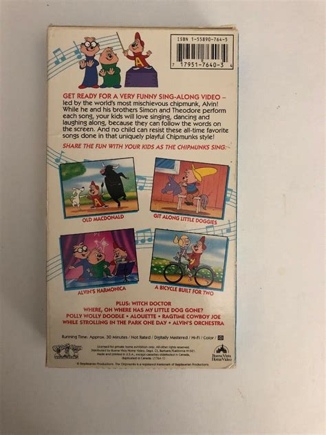 Alvin and the Chipmunks Sing-Alongs Ragtime Cowboy Joe VHS TESTED RARE ...