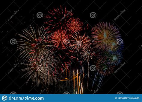 Lighting of Fireworks at Night. Stock Image - Image of fireworks ...