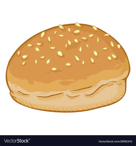 Single cartoon - wheat bun with sesame seeds Vector Image