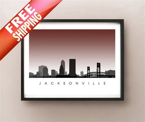 Jacksonville City Skyline Art Florida Cityscape Poster Print - Etsy