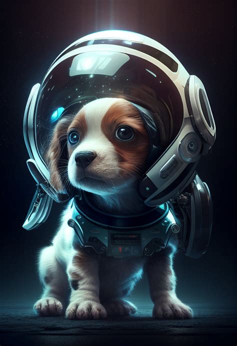 Futuristic Space Dog Digital Art Print, AI Generated, Wall Art, AI Art ...