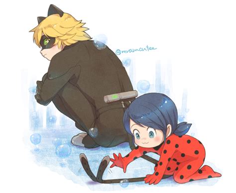 Chat Noir and Baby Marinette - Miraculous Ladybug Fan Art (43441631 ...