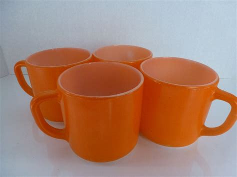 Vintage Coffee Mugs Federal Glass Company Retro Orange Retro Kitchen 4 ...