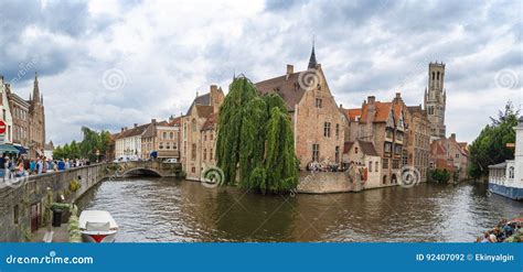 Touristic Boats on Brugge Canal Editorial Photography - Image of ...