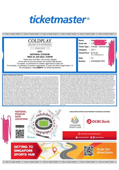 Coldplay ticket x1, general standing 23 jan 24, Tickets & Vouchers, Event Tickets on Carousell