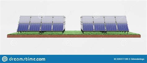 3D Render of Solar Panel Farm Stock Illustration - Illustration of farm ...