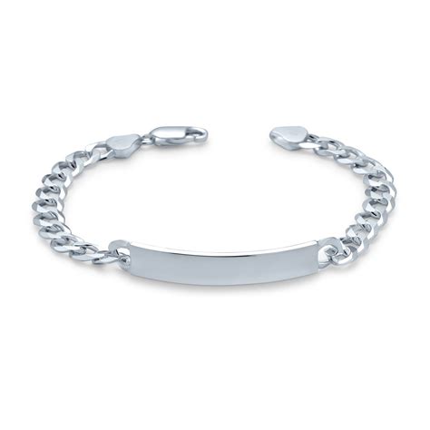 200 Gauge Heavy 925 Sterling Silver Engravable Mens ID Identification Bracelet For Men Miami ...