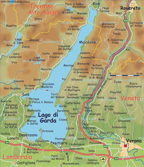 Map of Lake Garda (Region in Italy) | Welt-Atlas.de