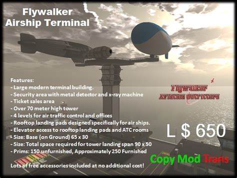 Second Life Marketplace - Flywalker Airship Terminal and Tower (BOXED)