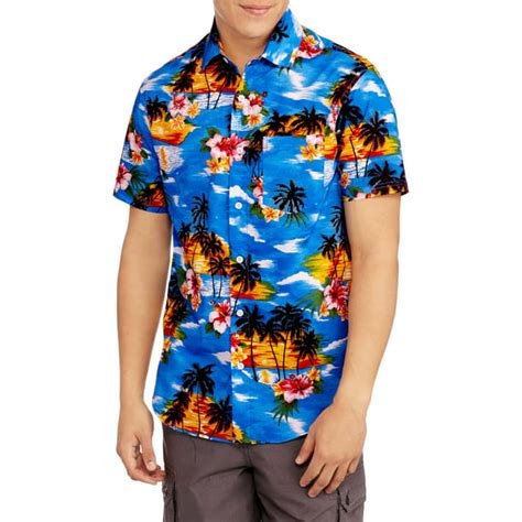 GENERIC BRAND - Hawaiian Print Men's Printed Short Sleeve Woven Shirt - Walmart.com - Walmart.com