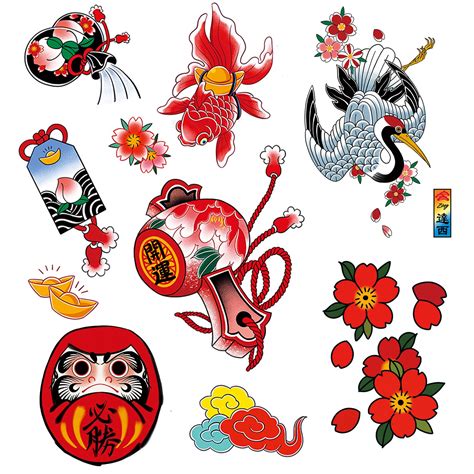 Buy PUSNMI Japanese Traditional Tattoo Old School Stickers for Men ...