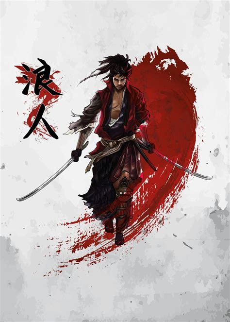 'Ronin Samurai' Poster, picture, metal print, paint by Cornel Vlad | Displate