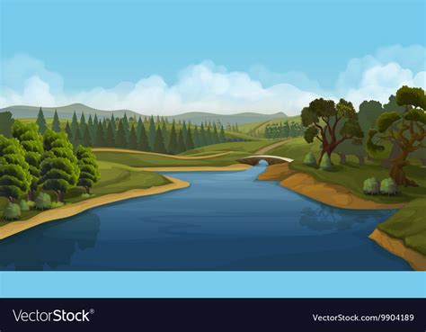 Nature landscape river background Royalty Free Vector Image