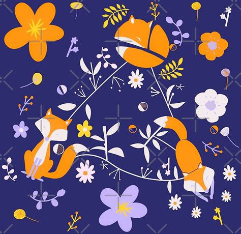 "Pattern of Fox purple floral decor and wall art" by MimieTrouvetou ...