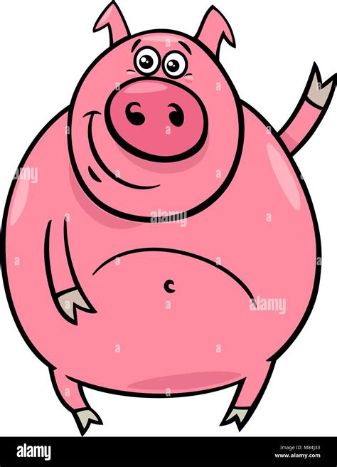 Cartoon Illustration of Funny Pig or Porker Farm Animal Character Stock ...