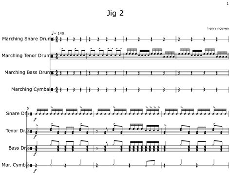 Jig 2 - Sheet music for Marching Snare Drums, Marching Tenor Drums, Marching Bass Drums ...